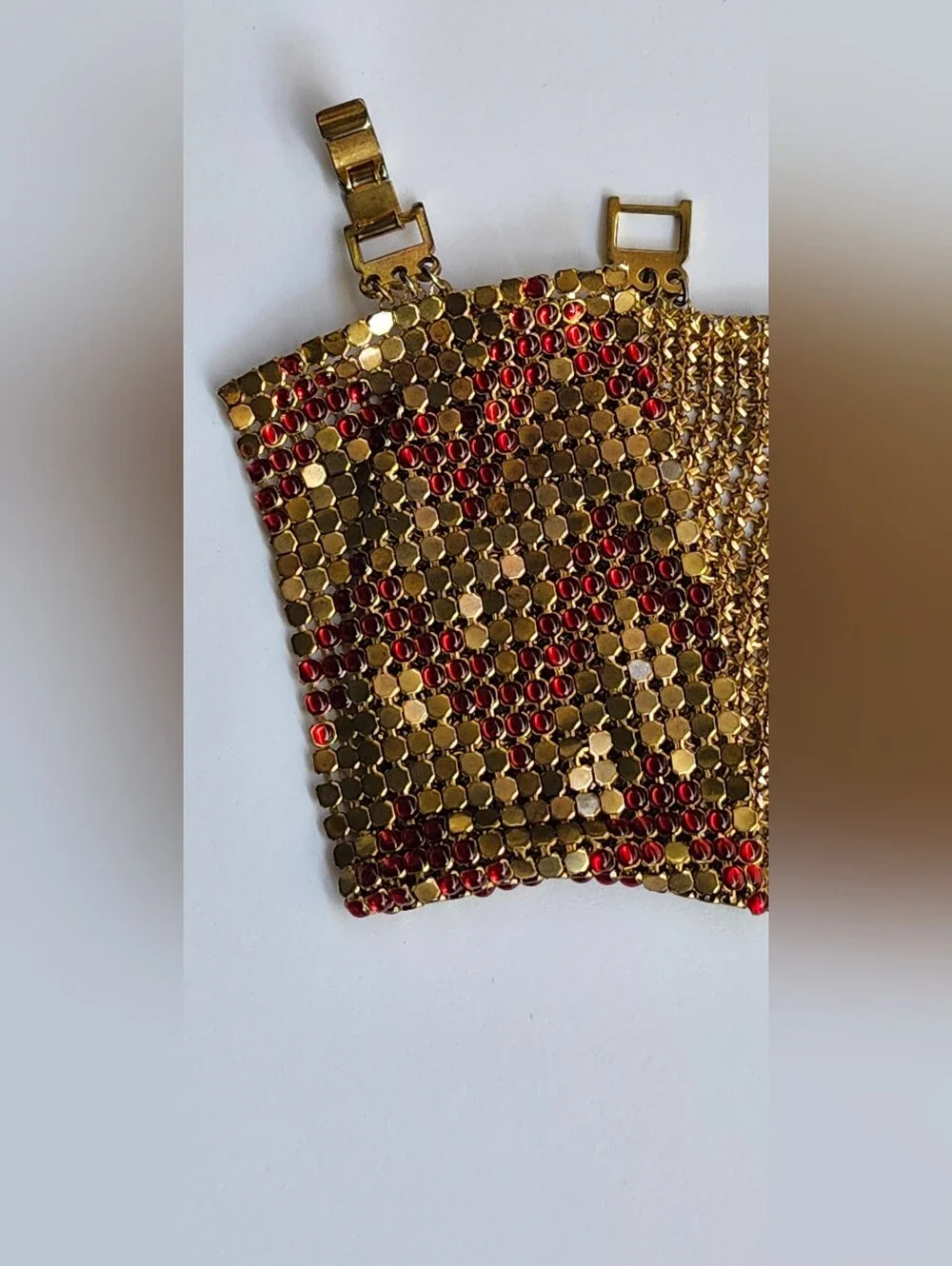 Gold and Red Sequin Chainmail Evening Clutch